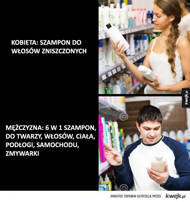szampon dla kobiet i faceta mem