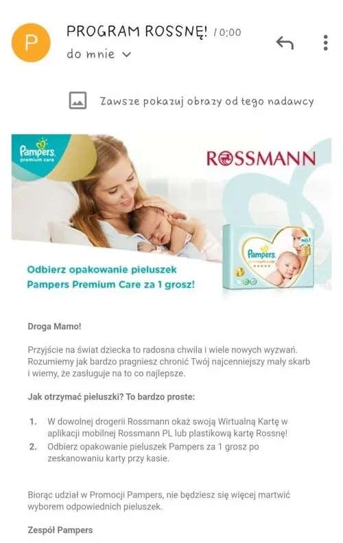 pampers kod rossmann