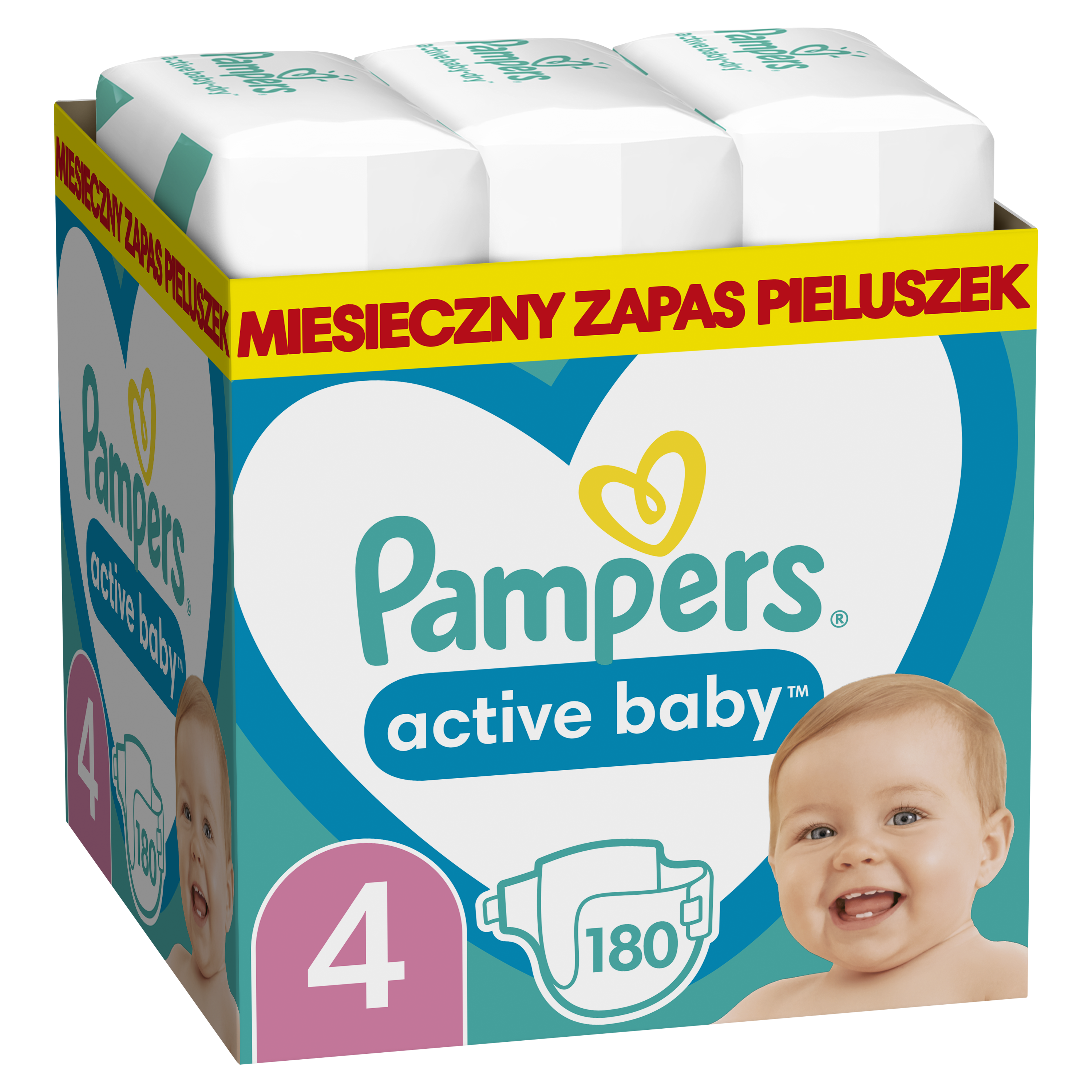 pampers active baby-dry pieluchy rozmiar 4 maxi 7-14kg 174 sztuk