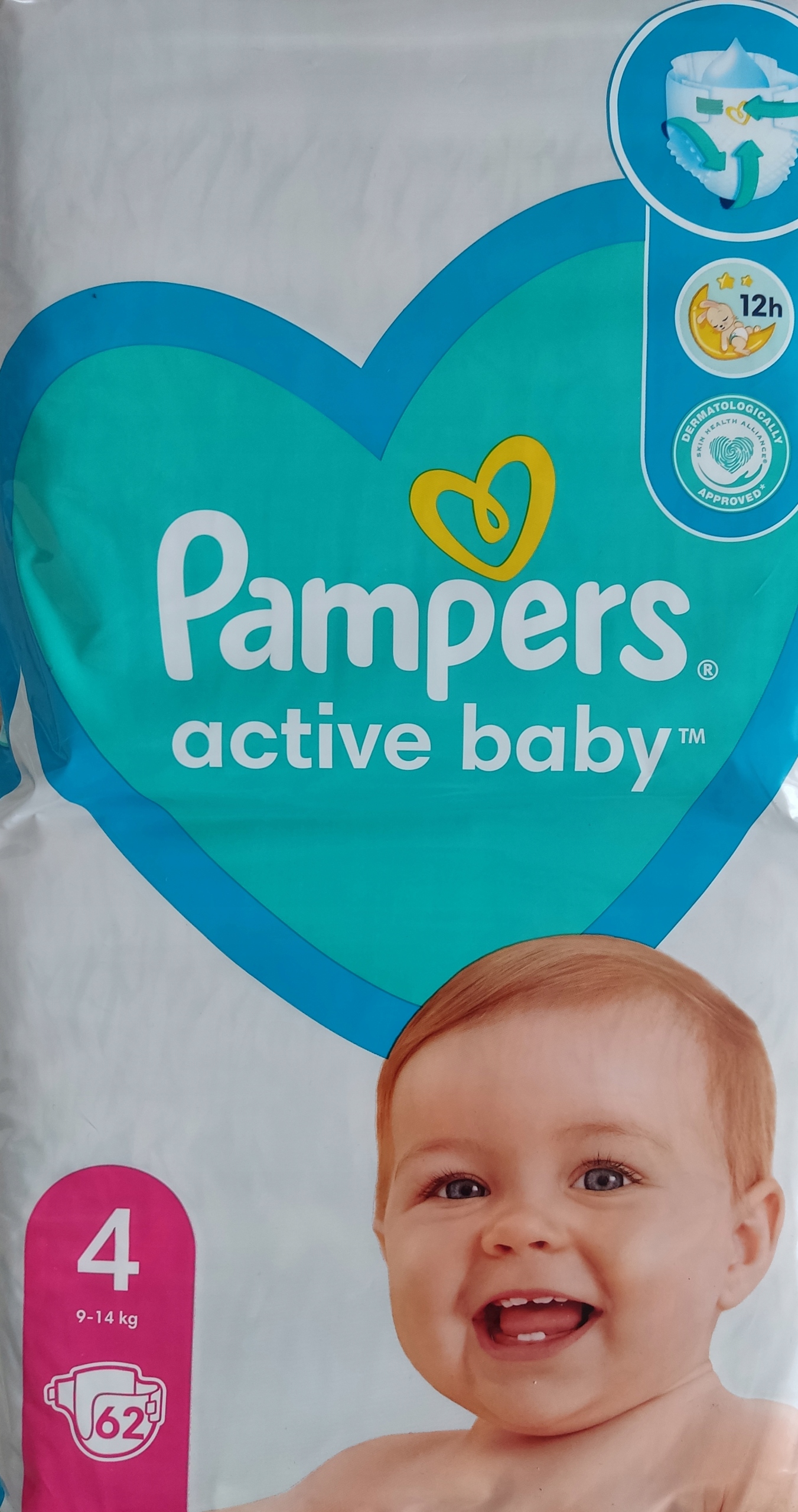 pampers active baby 62 szt