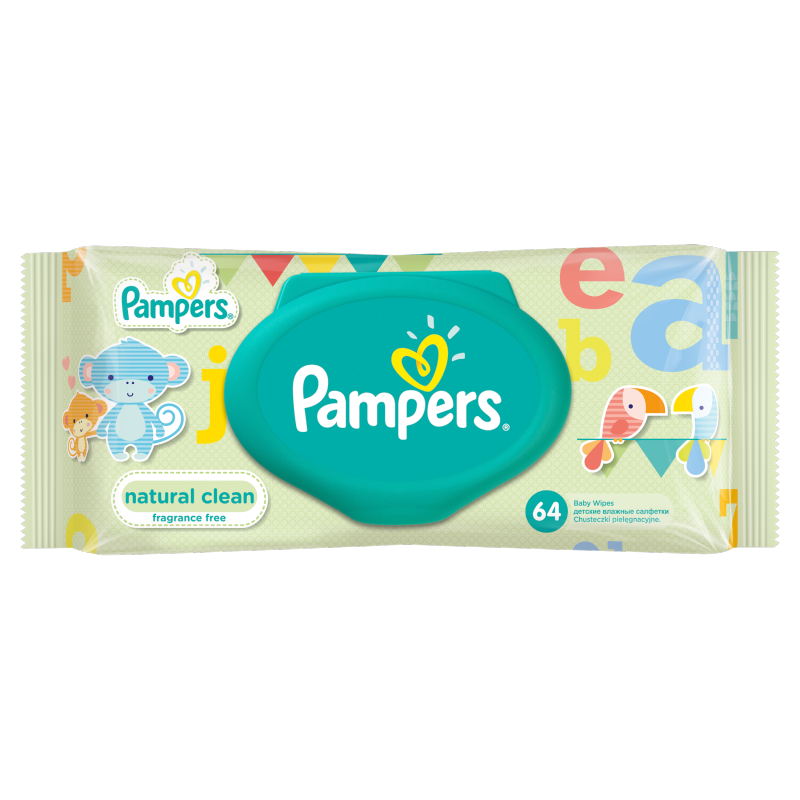 pampers natural clean chusteczki pielęgnacyjne 64 szt